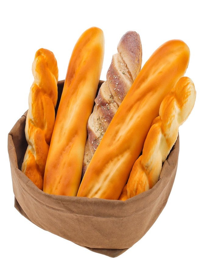 Meiwlong 5 Pieces Fake Bread Set,Realistic Artificial Bread Fake Baguette Bread Loaf Loaves of Bread for Food Props Display Home Kitchen Bakery Restaurant Decoration - Image 1